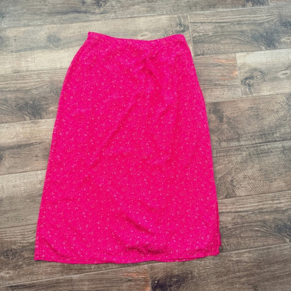 Cherokee Spring Collection Vintage Floral Print Midi Skirt, Pink, 18W
